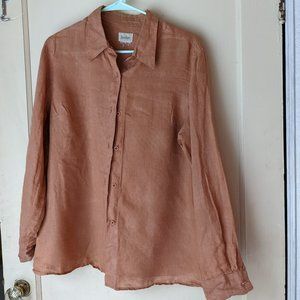 Linen Rust Neiman Marcus Button Up Shirt Blouse